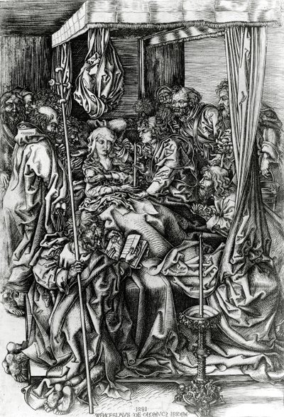 La morte della Vergine, inciso da Wenzel von Olmutz, 1481 da Martin Schongauer